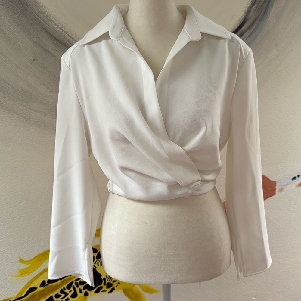 Zara cropped blouse.  Zipper closure on side.  Size XS.